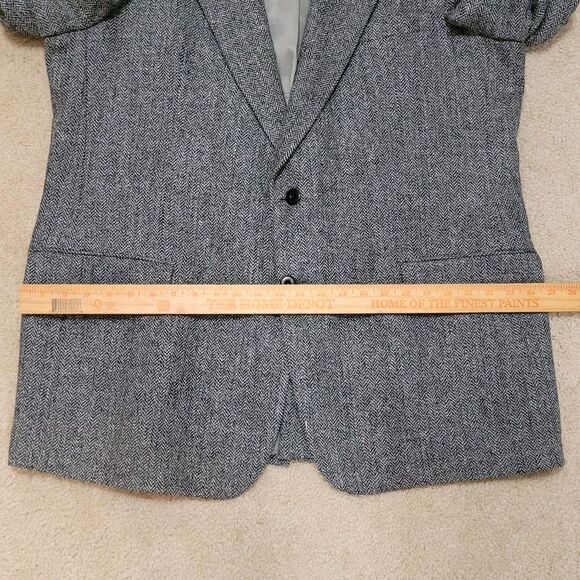 Vtg Bovet Blazer Mens 46R Gray Herringbone Tweed Wool Jacket Sportscoat Corpcore - Picture 14 of 16